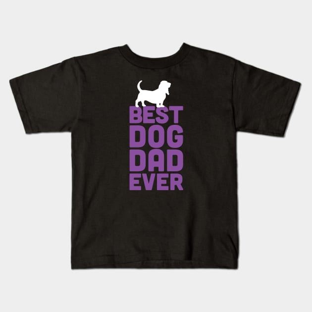 Best Basset Hound Dog Dad Ever - Purple Dog Lover Gift Kids T-Shirt by Elsie Bee Designs
